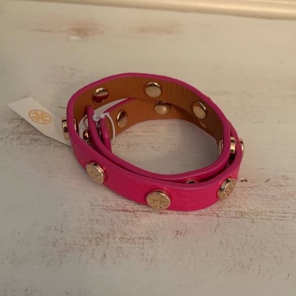 Tory Burch Jewelry - Tory Burch logo wrap bracelet in hot pink